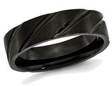Men's Black Plated Titanium 6mm Swirl Design Band Ring